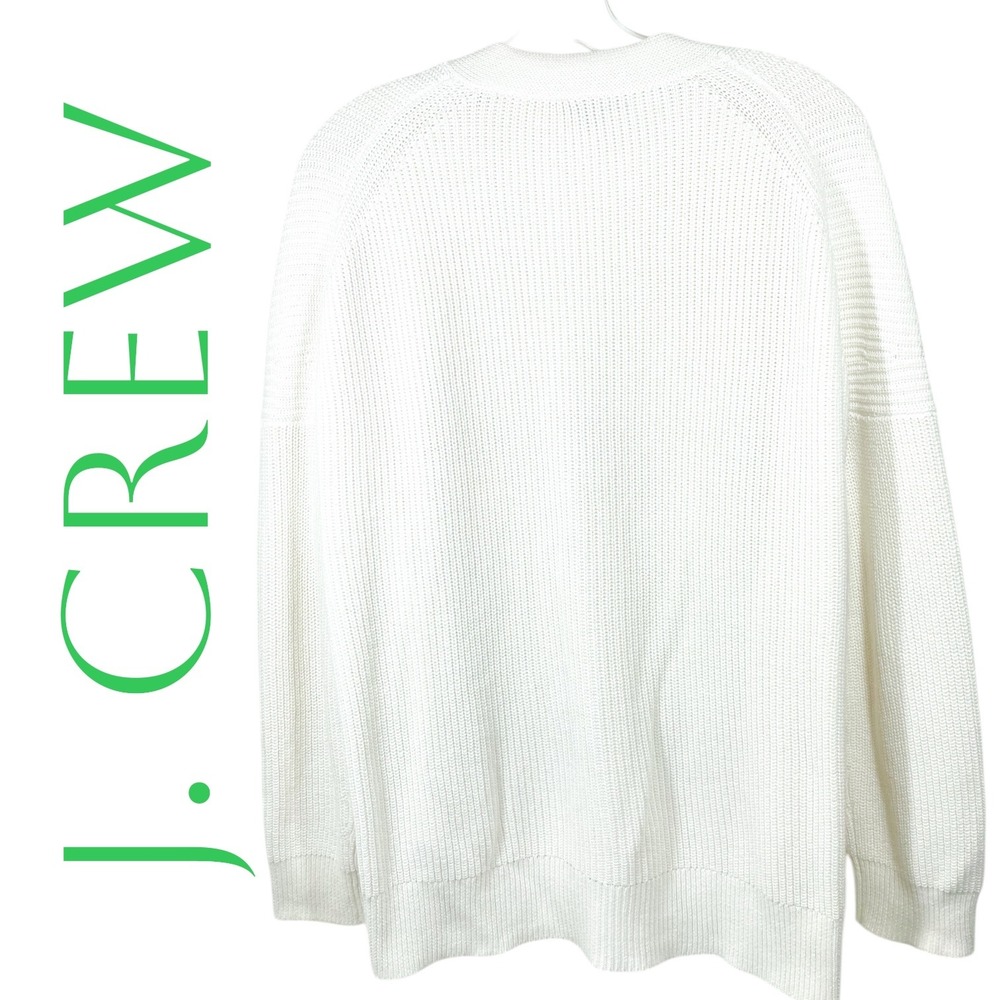 J.Crew Re-Imagined Ribbed Cardigan Women Medium Ivory Cotton Cashmere Cozycore - Picture 9 of 11